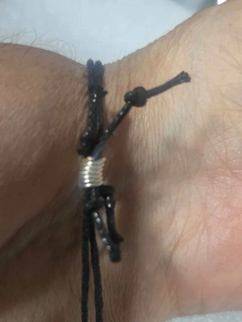 Handcrafted Black Adjustable Cord Bracelet with Silver Accents - Men Accessories